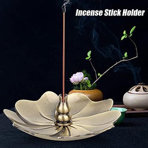 Copper Stand Base, Incense Coil and Incense Holder for Study Room Entryway Living Room(Lotus Green+Hulu Fragrance Insertion) in Saudi Arabia