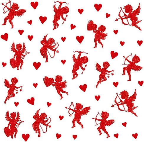 50Pcs Glitter Cupid Shape Cutouts Window Clings Valentines Window Clings Red Heart Window Stickers Valentines Paper Cut Outs Design Cute Windows Decals for Wedding Holiday Party Decor Supplies in Saudi Arabia