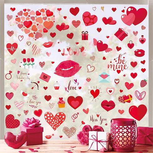 50Pcs Glitter Cupid Shape Cutouts Window Clings Valentines Window Clings Red Heart Window Stickers Valentines Paper Cut Outs Design Cute Windows Decals for Wedding Holiday Party Decor Supplies in Saudi Arabia