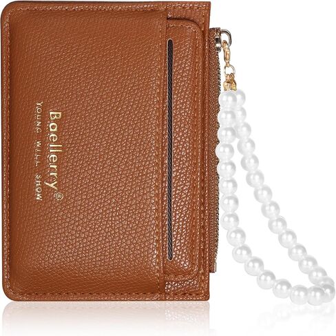 Small Wallet For Women,Slim Wallet Women Credit Card Holder RFID Blocking Pearl Wrist let Wallets with Zipper Pocket for women girls (White) in Saudi Arabia