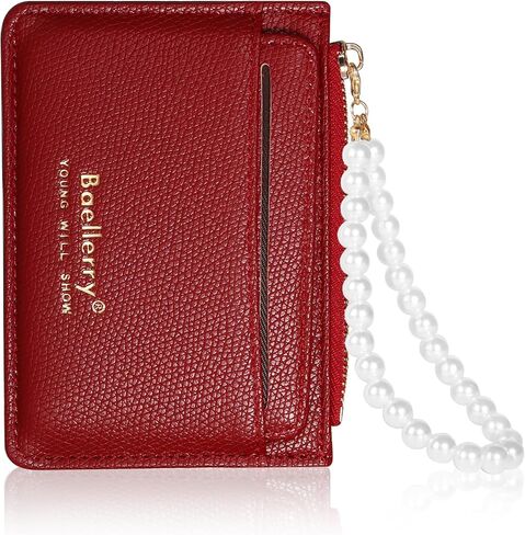 Small Wallet For Women,Slim Wallet Women Credit Card Holder RFID Blocking Pearl Wrist let Wallets with Zipper Pocket for women girls (White) in Saudi Arabia