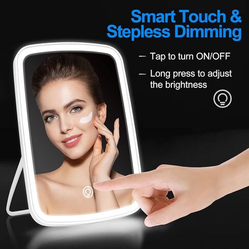 Lighted Makeup Mirror with Lights, Portable USB Rechargeable Make up Mirror, Cosmetic Mirror with Touch Screen and Brightness Adjustable in Saudi Arabia