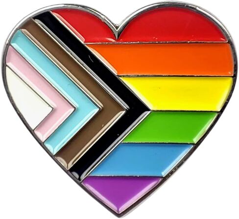 دبوس علم LGBTQ Gay Pride المينا ملون على شكل قلب الحب على حقائب الملابس والقبعات in Kuwait