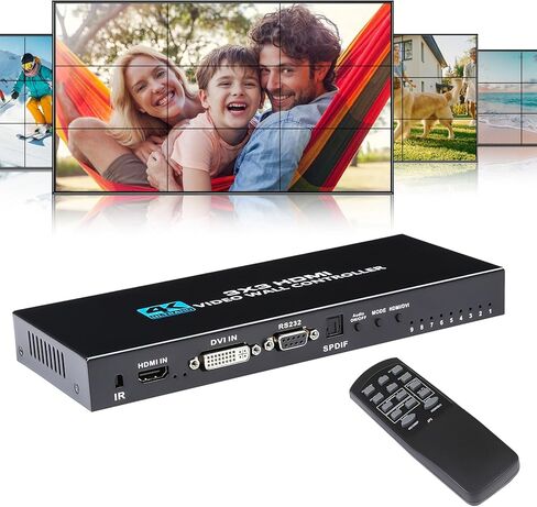 وحدة تحكم حائط الفيديو 2x2 4k، معالج حائط فيديو HDMI TV، 4 شاشات تلفزيون في شاشة حائط واحدة مع دوران 180 درجة، شاشات تلفزيون متعددة صورة واحدة، 8 أوضاع ربط 2x2،1x2،1x3،1x4،2x1،3x1،4x1 in Kuwait