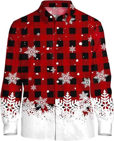 AOBUTE Mens Valentines Long Sleeve Shirts Heart Print Button Down Shirt in Saudi Arabia