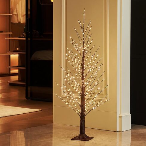 Birchlitland Brown Tree Lights 6ft Plug in 810 LED for Christmas Party Lighted Artificial Tree Indoor Outdoor use in Saudi Arabia