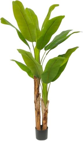 Kiko Artificial 2 Branch 11PCS +2BUD Banana Tree in Plastic Pot Fake Floor Plant Greenery Potted Plants for Living Room,Dinner Room,Shopping mall,Artificial Plant for Indoors and Outdoors in Saudi Arabia
