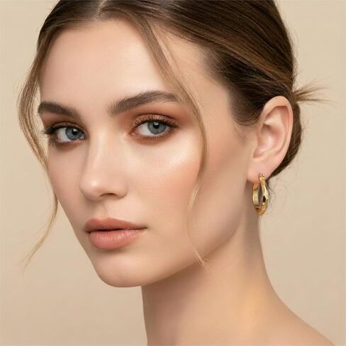 أقراط مطلية بالذهب للنساء 14 قيراط أقراط مطلية بالذهب للنساء مع قطع هندسية تشيكوسلوفاكيا أقراط ذهبية فريدة من نوعها للنساء 25 مم in Kuwait