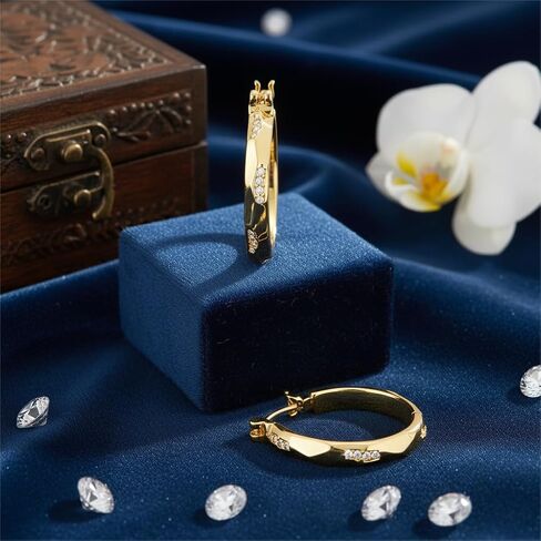 أقراط مطلية بالذهب للنساء 14 قيراط أقراط مطلية بالذهب للنساء مع قطع هندسية تشيكوسلوفاكيا أقراط ذهبية فريدة من نوعها للنساء 25 مم in Kuwait