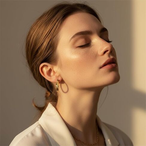 أقراط مطلية بالذهب للنساء 14 قيراط أقراط مطلية بالذهب للنساء مع قطع هندسية تشيكوسلوفاكيا أقراط ذهبية فريدة من نوعها للنساء 25 مم in Kuwait