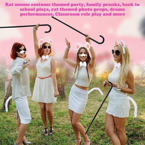 3 Set Mouse Costume Accessories White Mouse Ears Headband Tail Rat Rat Dress Up Costume for Halloween Adult Pretend Play Women Cosplay Party in Saudi Arabia
