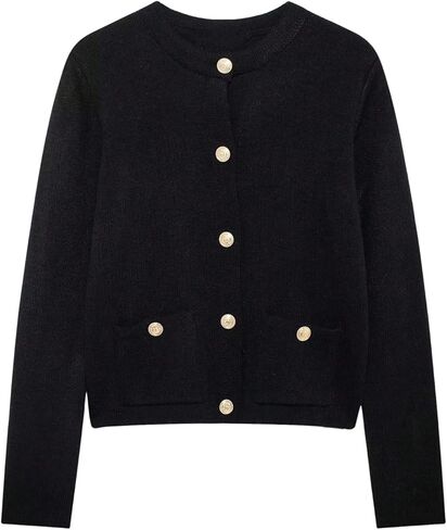 Verdusa Women's Old Money Button Up Cardigan Sweaters Formal Fall Outerwear with Pockets in Saudi Arabia