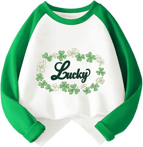 Toddler St Patricks Day Shirt Boys Girls Green Lucky Shamrock Clover Tees Kids Long Sleeve Saint Patrick's Tee Tops 2-7T in Kuwait