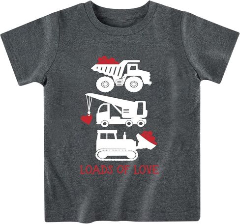 طفل بنين بنات عيد الحب تي شيرت الاطفال قصيرة الأكمام شاحنة كبيرة ديناصور مسمار الكعك الحب القلب القمم المحملة 2-7 سنوات in Kuwait