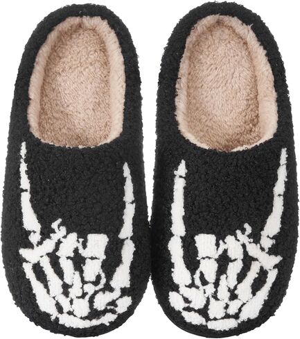 Halloween Fuzzy Plush Slippers For Women Cozy Indoor Warm House Shoes Soft Memory Foam Non Slip Sole Cute Novelty Spooky Home Footwear Gift For Fall And Winter Bedroom Wear in Saudi Arabia