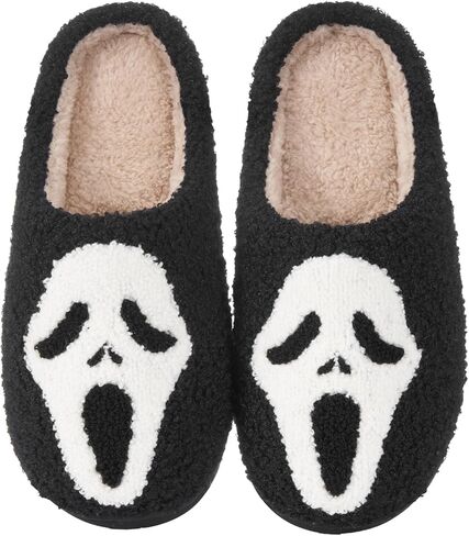 Halloween Fuzzy Plush Slippers For Women Cozy Indoor Warm House Shoes Soft Memory Foam Non Slip Sole Cute Novelty Spooky Home Footwear Gift For Fall And Winter Bedroom Wear in Saudi Arabia