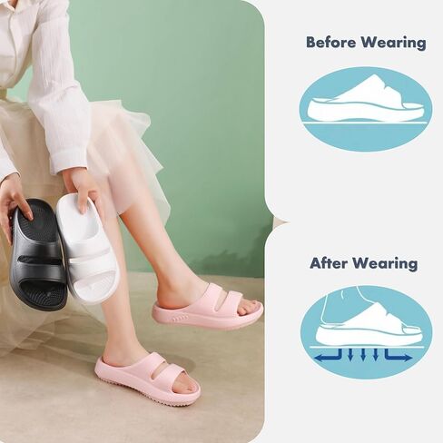 Crazy Lady Womens Lightweight Arch Support Sandals House Shower Slippers | Soft cushioned EVA with anti-slip soles; quick-dry draining design; versatile slides for indoor outdoor beach pool & vacation in Saudi Arabia