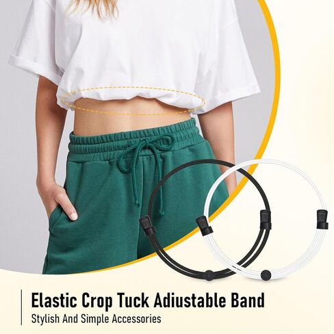 2pcs Crop Top Band Women,Shirt Tuck Band,Adjustable Crop Elastic Stretch Wider Waist Belt for Tucking Shirt Sweater in Saudi Arabia