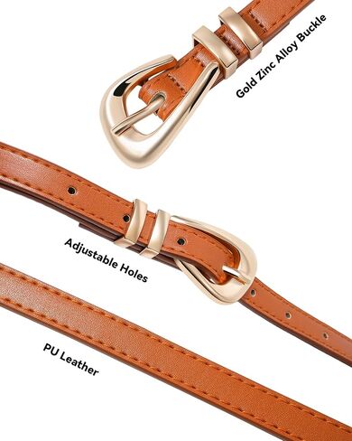 3 Pack Women Belts Leather for Jeans Pants Dresses Fashion Ladies Waist Skinny Belt with Gold Buckle in Saudi Arabia