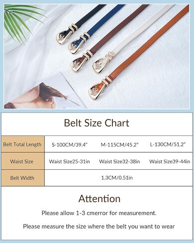 3 Pack Women Belts Leather for Jeans Pants Dresses Fashion Ladies Waist Skinny Belt with Gold Buckle in Saudi Arabia