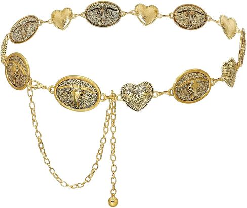 Western Waist Chain Belt for Women Cowgirl Metal Belts Country Concert Outfit for Dresses in Saudi Arabia