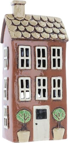Shudehill Giftware Ceramic Village Pottery Garden House Tealight Holder, Home Ornament Candle Holder (Small Grey) in Saudi Arabia