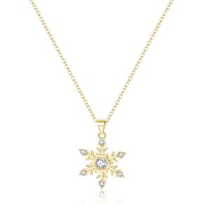 Reffeer Solid 925 Sterling Silver Snowflake Necklace Chain for Women Teens CZ Snowflake Pendant Necklace Dainty Winter Necklace in Saudi Arabia