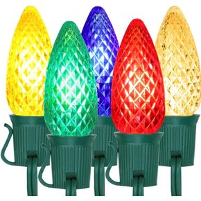50 حزمة من مصابيح عيد الميلاد C9 LED لمبات بديلة، مصابيح LED C9 بلاستيكية مقاومة للكسر ومقاومة للماء للأضواء الخارجية، قاعدة E17، 0.7 وات تعادل 7 وات، 2700 ك، 40 لومن لتزيين العطلات in Kuwait