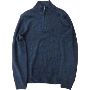 Mens Navy Blue Speckle Pull-Over Quarter Zip Sweater Top in Saudi Arabia
