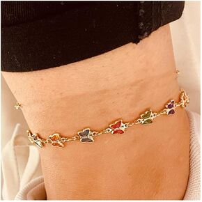 Gold Butterfly Ankle Bracelets for Women 14K White Gold Plated Crystal Butterfly Charm Chain Anklets for Women Waterproof in Kuwait