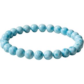 SPARKLE GEMS & JEWELS Natural Larimar Beaded Bracelet – 8mm Ocean Blue Dominican Stone, Handmade Crystal Healing Stretch Bracelet for Men & Women in Saudi Arabia