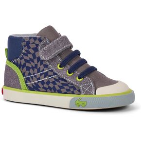 See Kai Run - Dane High Top Sneaker for Kids, Gray/Checkered, 7 in Saudi Arabia