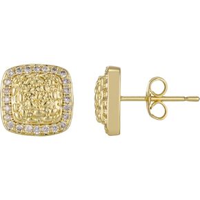 14K Gold Square Rough Textured Nugget Earring For Men Women,Cubic Zirconia Stud Earring in Saudi Arabia