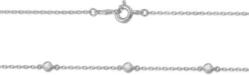قلادة سلسلة كابل محطة زركونيا مكعبة من الذهب الأبيض والأصفر عيار 14 قيراط من Everyday Elegance للنساء | سلسلة كابل 18 بوصة مع مشبك حلقة زنبركية | 2 مم، 3.5 مم و4 مم أحجار تشيكوسلوفاكيا مستديرة | مع صندوق هدايا مجوهرات in Kuwait