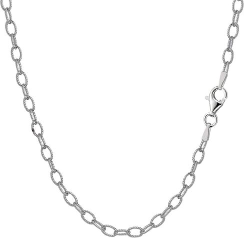 Jewelry Affairs Sterling Silver Rhodium Plated Oval Rolo Chain Necklace, 3.5mm in Kuwait