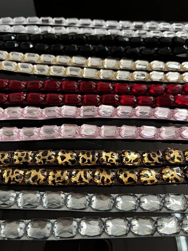 7-Pack Handmade Acrylic Beaded Bra Straps - Adjustable Length, Shiny & Glamorous Detachable Replacement Straps for Women, 7 Colors, Perfect for Summer & Parties in Saudi Arabia