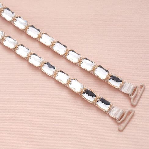 7-Pack Handmade Acrylic Beaded Bra Straps - Adjustable Length, Shiny & Glamorous Detachable Replacement Straps for Women, 7 Colors, Perfect for Summer & Parties in Saudi Arabia