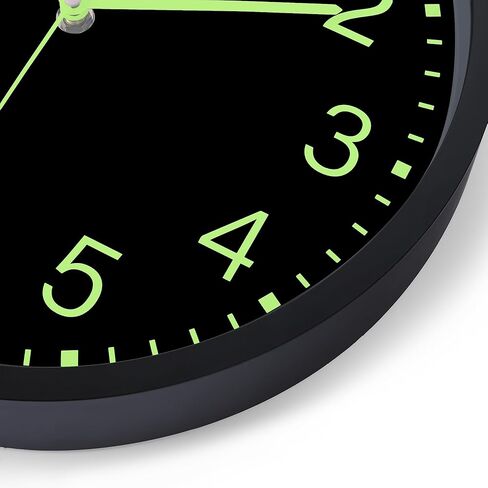 Lafocuse 12 Inch Glow in The Dark Wall Clock Black Silent Non Ticking, Modern Night Light Luminous Wall Clocks Battery Operated for Living Room Decor Bedroom Kitchen Office in Saudi Arabia