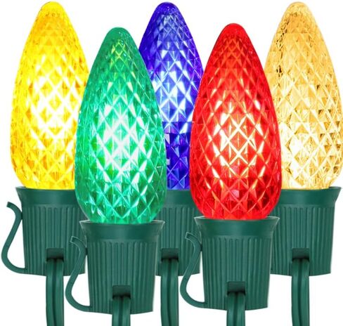 50 حزمة من مصابيح عيد الميلاد C9 LED لمبات بديلة، مصابيح LED C9 بلاستيكية مقاومة للكسر ومقاومة للماء للأضواء الخارجية، قاعدة E17، 0.7 وات تعادل 7 وات، 2700 ك، 40 لومن لتزيين العطلات in Kuwait