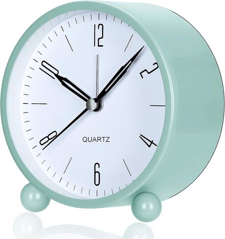 OUTWIT Analog Alarm Clock, 4 inch Super Silent Non Ticking Small Clock with Night Light, Battery Operated, Simply Design, for Bedroom, Bedside, Desk, (Green) in Saudi Arabia