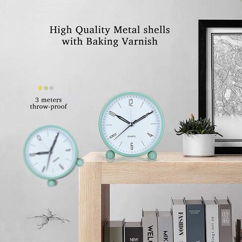 OUTWIT Analog Alarm Clock, 4 inch Super Silent Non Ticking Small Clock with Night Light, Battery Operated, Simply Design, for Bedroom, Bedside, Desk, (Green) in Saudi Arabia