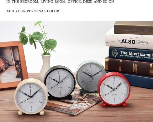 OUTWIT Analog Alarm Clock, 4 inch Super Silent Non Ticking Small Clock with Night Light, Battery Operated, Simply Design, for Bedroom, Bedside, Desk, (Green) in Saudi Arabia