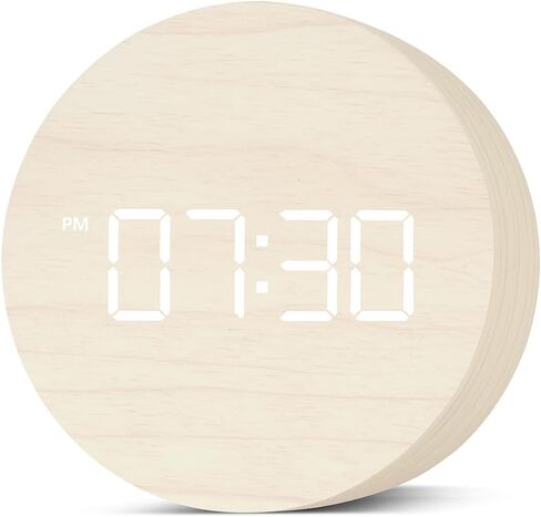 Wooden Alarm Clock Led Aesthetic Modern Alarm Digital Led Light for Desk with Large Display Elegant Aesthetic Gift in Saudi Arabia