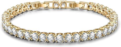 BUMBLEBEE Handmade Tennis Bracelet for Women, 14K Gold Plated, 12.96 CTTW Italian 5A Cubic Zirconia, Hypoallergenic, Adjustable 6–7.5 Inch Jewelry Gift Anniversary, Birthday, Valentine’s Day in Saudi Arabia