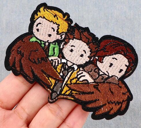 Supernatural TV Show Fantasy Horror Drama Magic Pentagram Kaz 2Y5 Angel Wings Winchester Dean Sam Castiel 3.8" Iron On Embroidered Patch for Clothing in Saudi Arabia