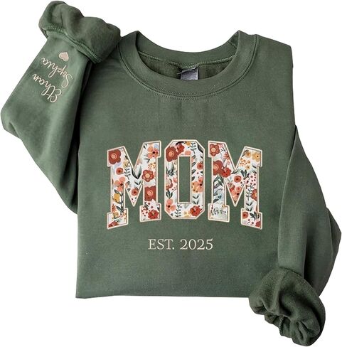UrbanNEST Custom Floral Applique Embroidered Grandma Sweatshirt, Personalized Sweatshirt, Mawmaw, Granny, Lala, Mammy Gifts in Saudi Arabia