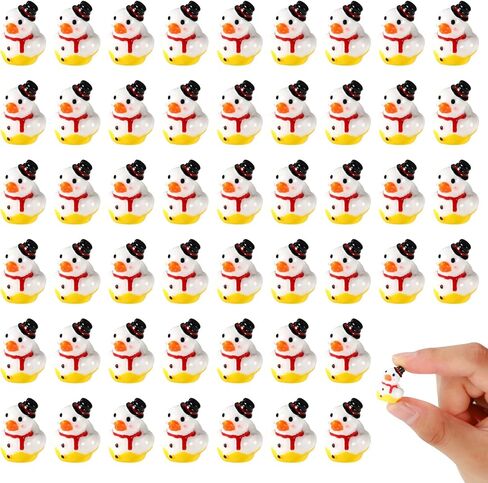 50pcs Christmas Resin Little Ducks with Scarf Hat, Mini Christmas Ducks with Earmuff Tiny Duck Set Miniature Garden Decor Micro Landscape Small Duck for Xmas Stocking Stuffer Garden Micro Ornament in Saudi Arabia