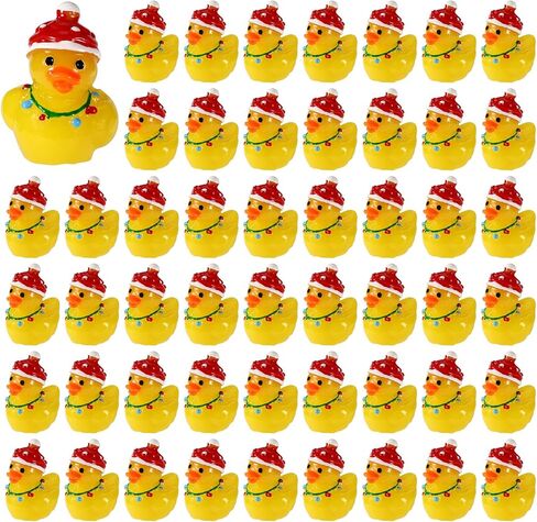 50pcs Christmas Resin Little Ducks with Scarf Hat, Mini Christmas Ducks with Earmuff Tiny Duck Set Miniature Garden Decor Micro Landscape Small Duck for Xmas Stocking Stuffer Garden Micro Ornament in Saudi Arabia