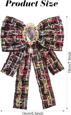 Women's Pre-Tied Bowknot Bow Brooches for Women Rhinestone Neck Tie Pin Fashion Collar Clothing Accessories Brooch Pin for Ladies in Saudi Arabia