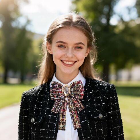 Women's Pre-Tied Bowknot Bow Brooches for Women Rhinestone Neck Tie Pin Fashion Collar Clothing Accessories Brooch Pin for Ladies in Saudi Arabia